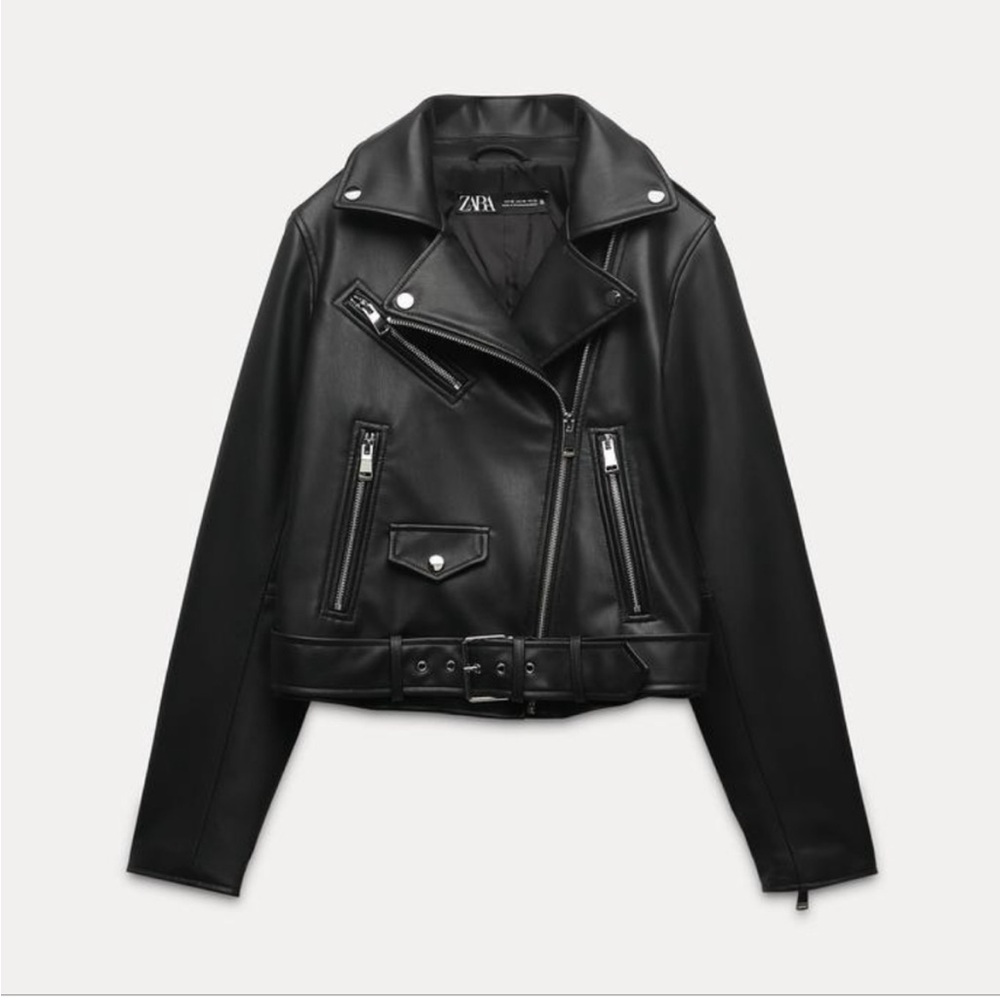 Zara Black Leather Moto Jacket